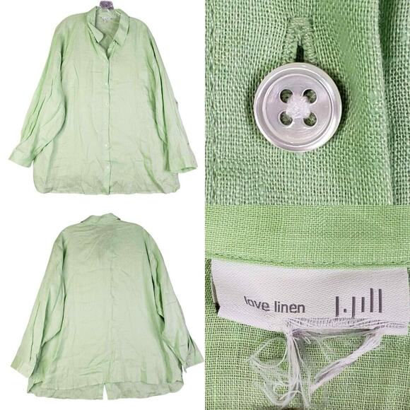 J. Jill Tops - J Jill Love Linen Button Down Shirt Long Sleeve Plus Size 3X Green